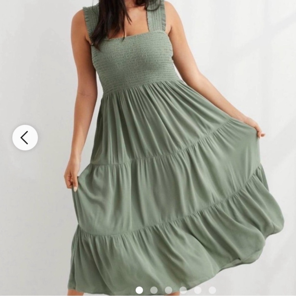 Aerie Sage Green Smocked Midi Dress- XS